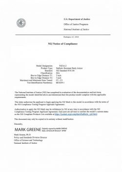 NIJ NOTICE FOR SOFT PANEL SOLUTION NIJIIA-2